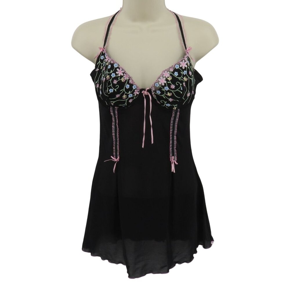 International Intimates Women Extra Large Embroidered Flower Underwire Babydoll